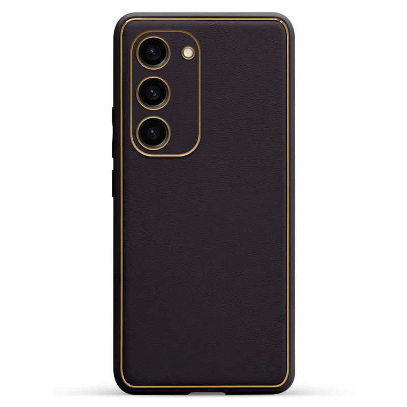 Electroplated Frame Leather Back Cover for Samsung S23 5G - Image 37