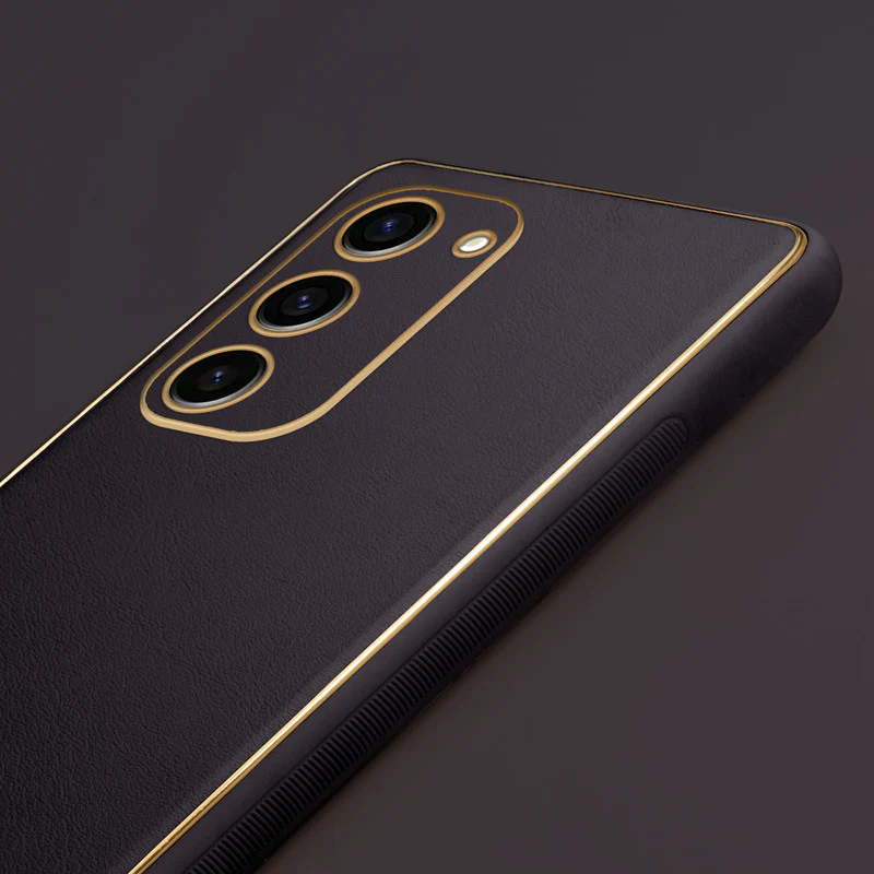 Electroplated Frame Leather Back Cover for Samsung S23 5G - Image 41