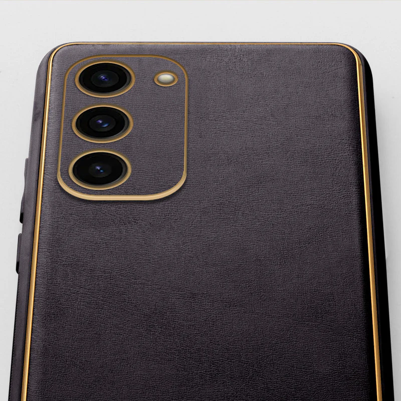Electroplated Frame Leather Back Cover for Samsung S23 5G - Image 42