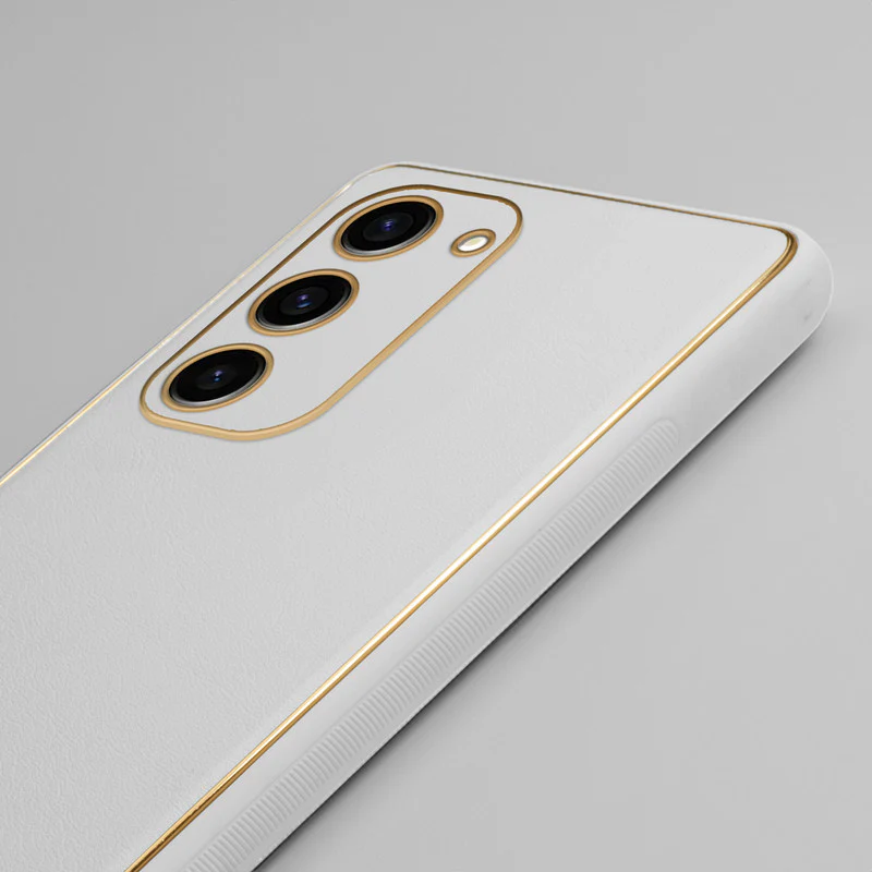 Electroplated Frame Leather Back Cover for Samsung S23 5G - Image 47