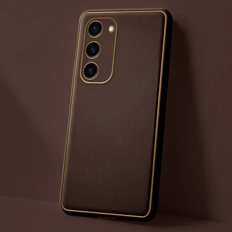 Electroplated Frame Leather Back Cover for Samsung S23 5G - Image 9
