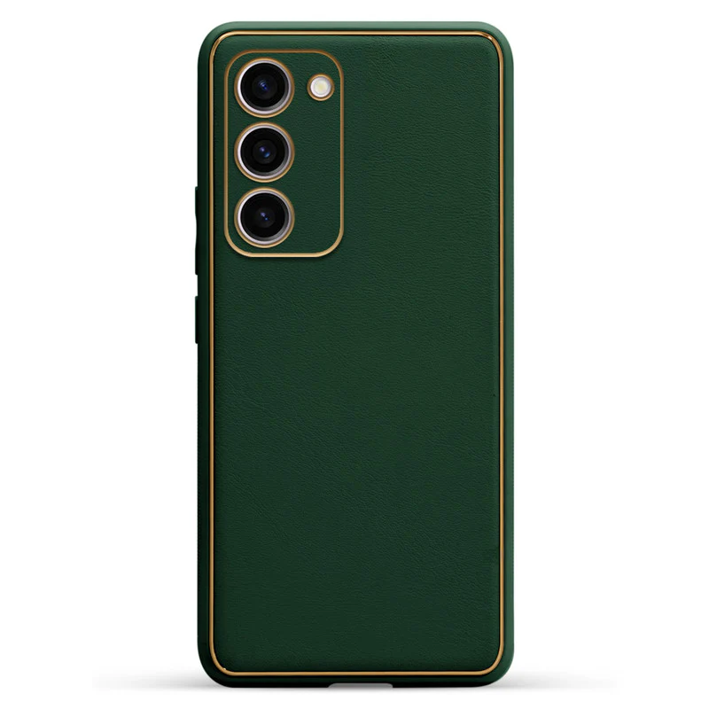 Electroplated Frame Leather Back Cover for Samsung S23 Plus 5G - Image 13