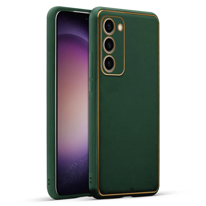 Electroplated Frame Leather Back Cover for Samsung S23 Plus 5G - Image 16