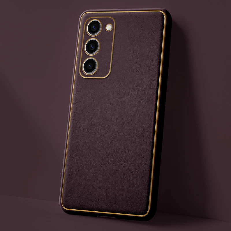 Electroplated Frame Leather Back Cover for Samsung S23 Plus 5G - Image 21