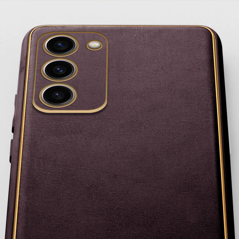 Electroplated Frame Leather Back Cover for Samsung S23 Plus 5G - Image 24