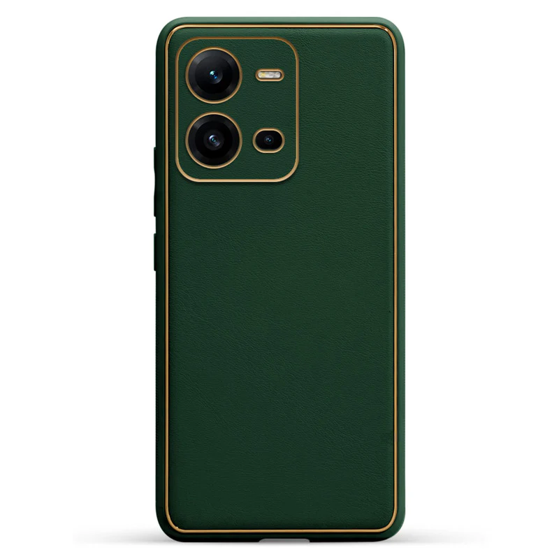 Electroplated Frame Leather Back Cover for Vivo V25 5G