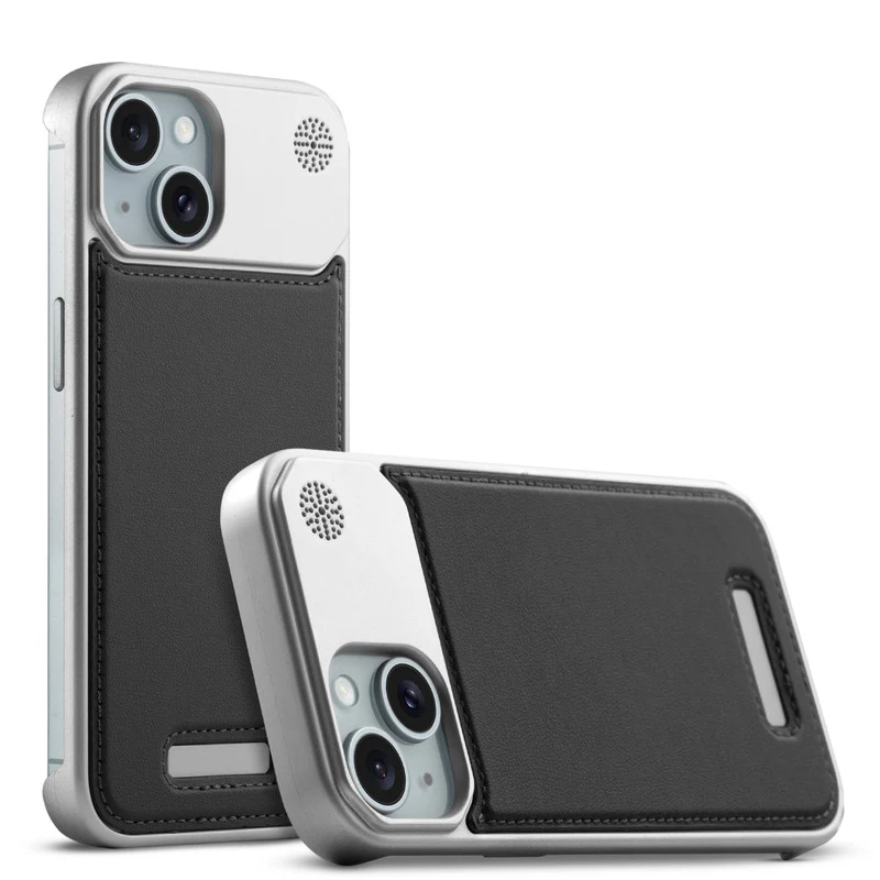 Elegant Designed Metallic Finish Leather Bracket Case For Apple iPhone 13 - Image 17