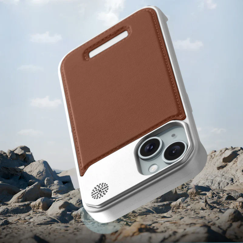 Elegant Designed Metallic Finish Leather Bracket Case For Apple iPhone 13 - Image 24
