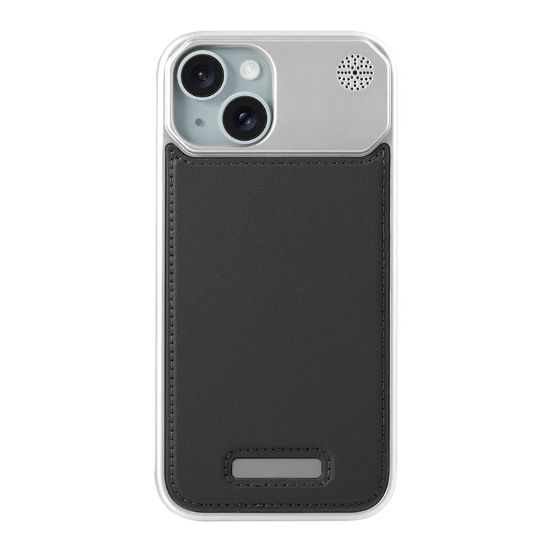 Elegant Designed Metallic Finish Leather Bracket Case For Apple iPhone 15 - Image 10