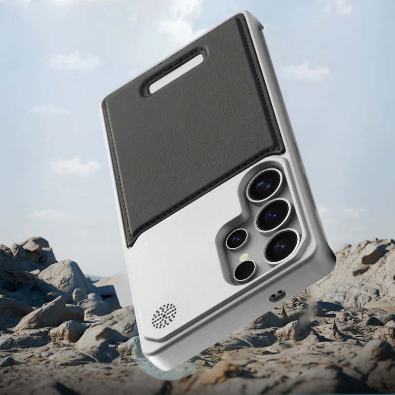 Elegant Designed Metallic Finish Leather Bracket Case For Samsung S23 Ultra 5G - Image 12