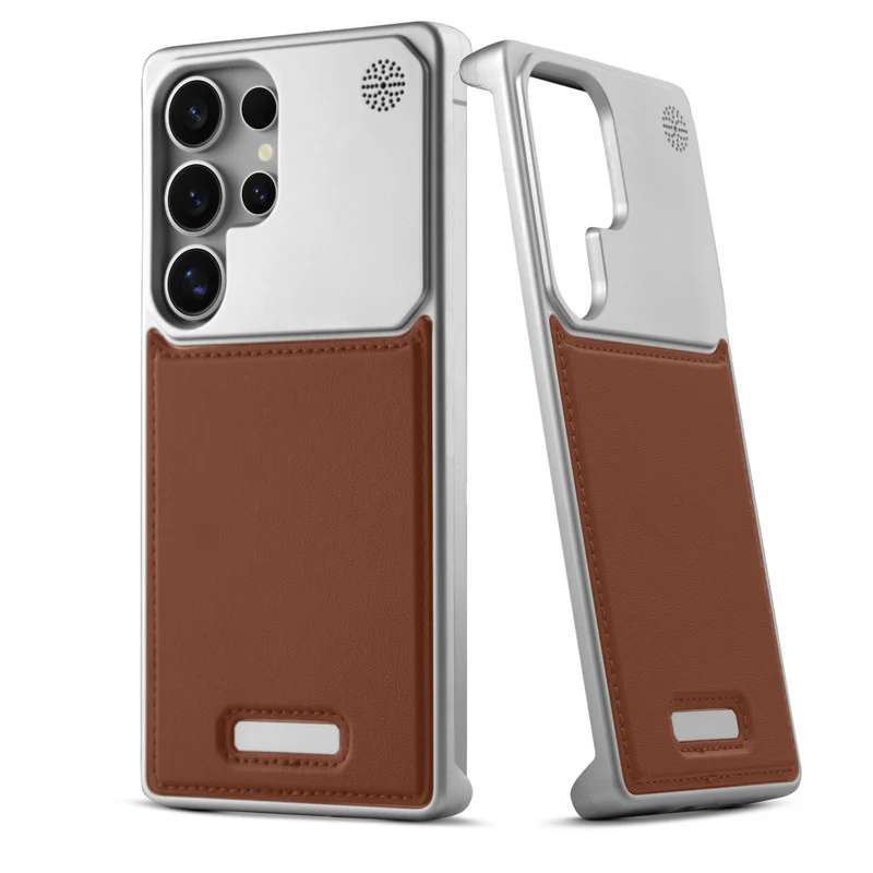 Elegant Designed Metallic Finish Leather Bracket Case For Samsung S23 Ultra 5G - Image 13