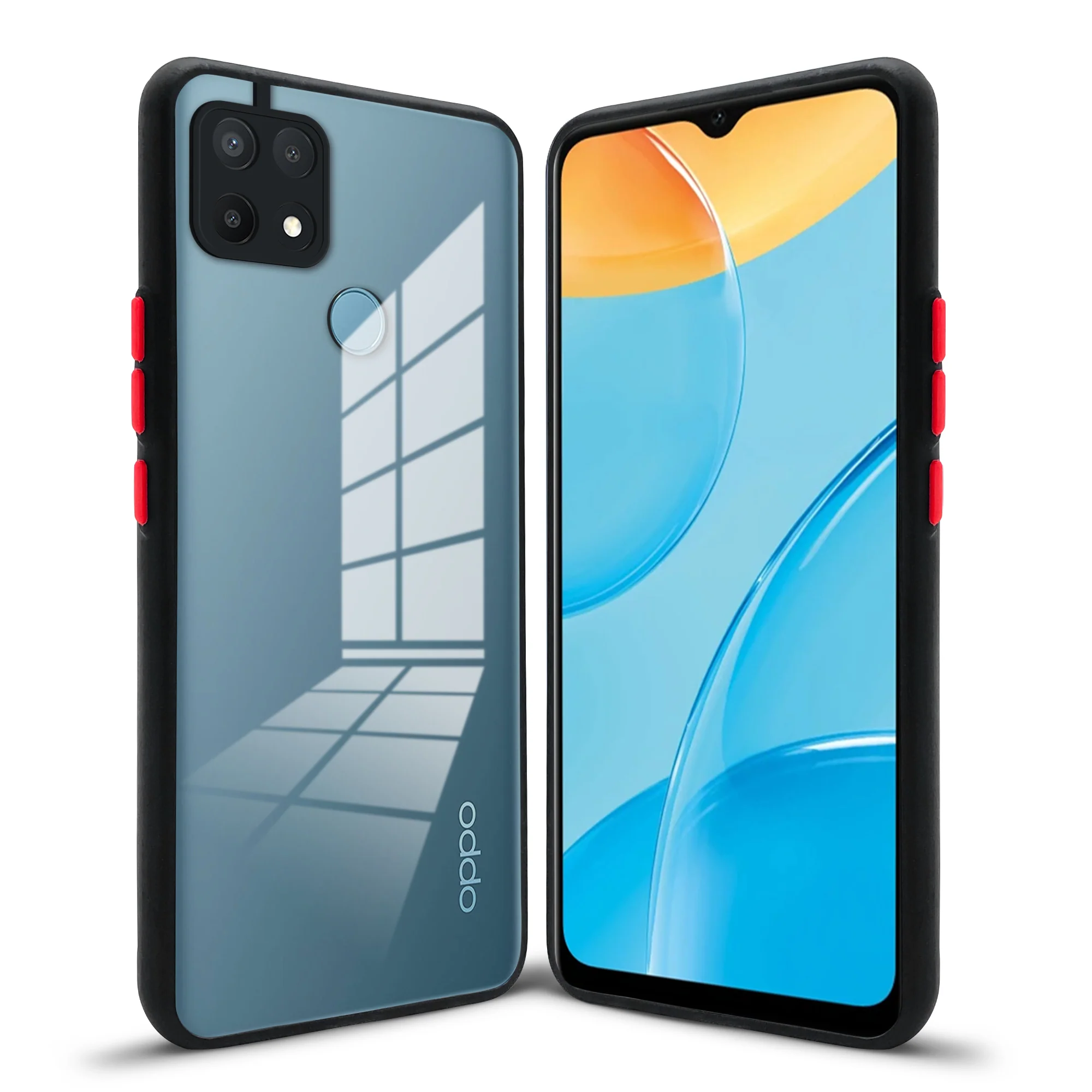Elegant Smoky Glass Phone Case with Anti-Slip Silicone Edges Back Cover For Oppo A15 - Image 4