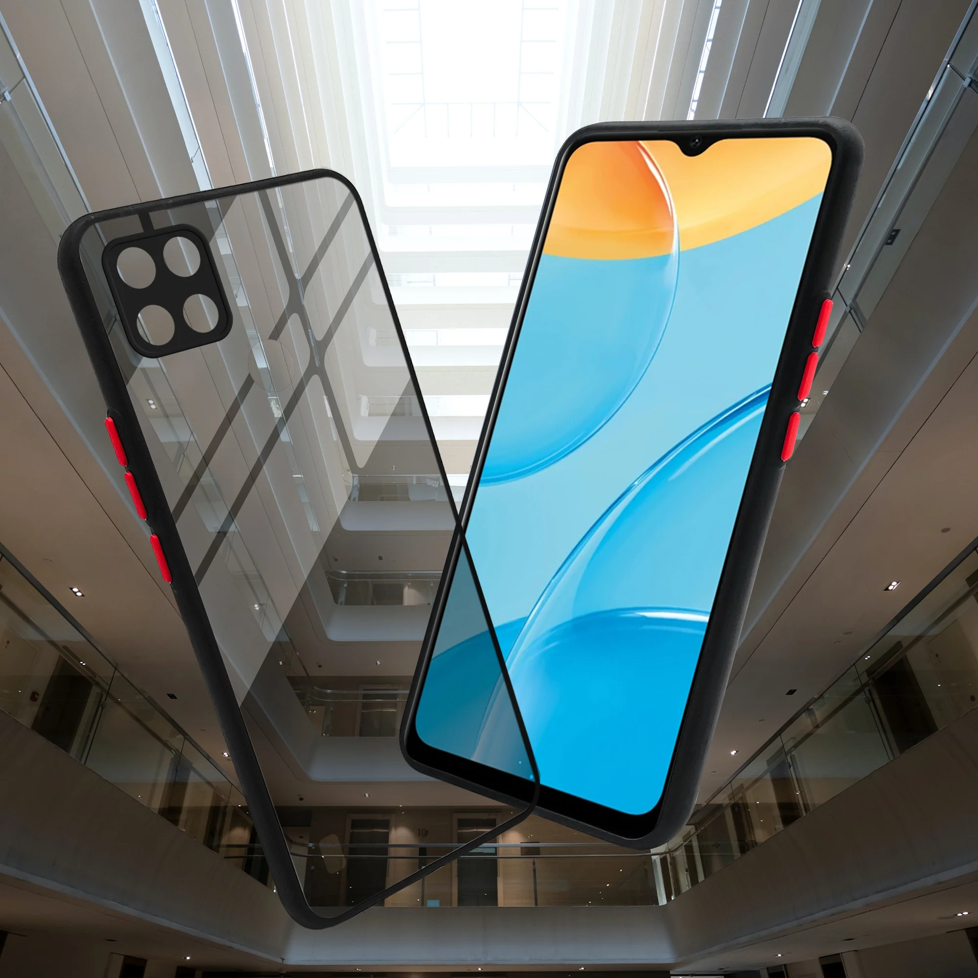 Elegant Smoky Glass Phone Case with Anti-Slip Silicone Edges Back Cover For Oppo A15 - Image 6