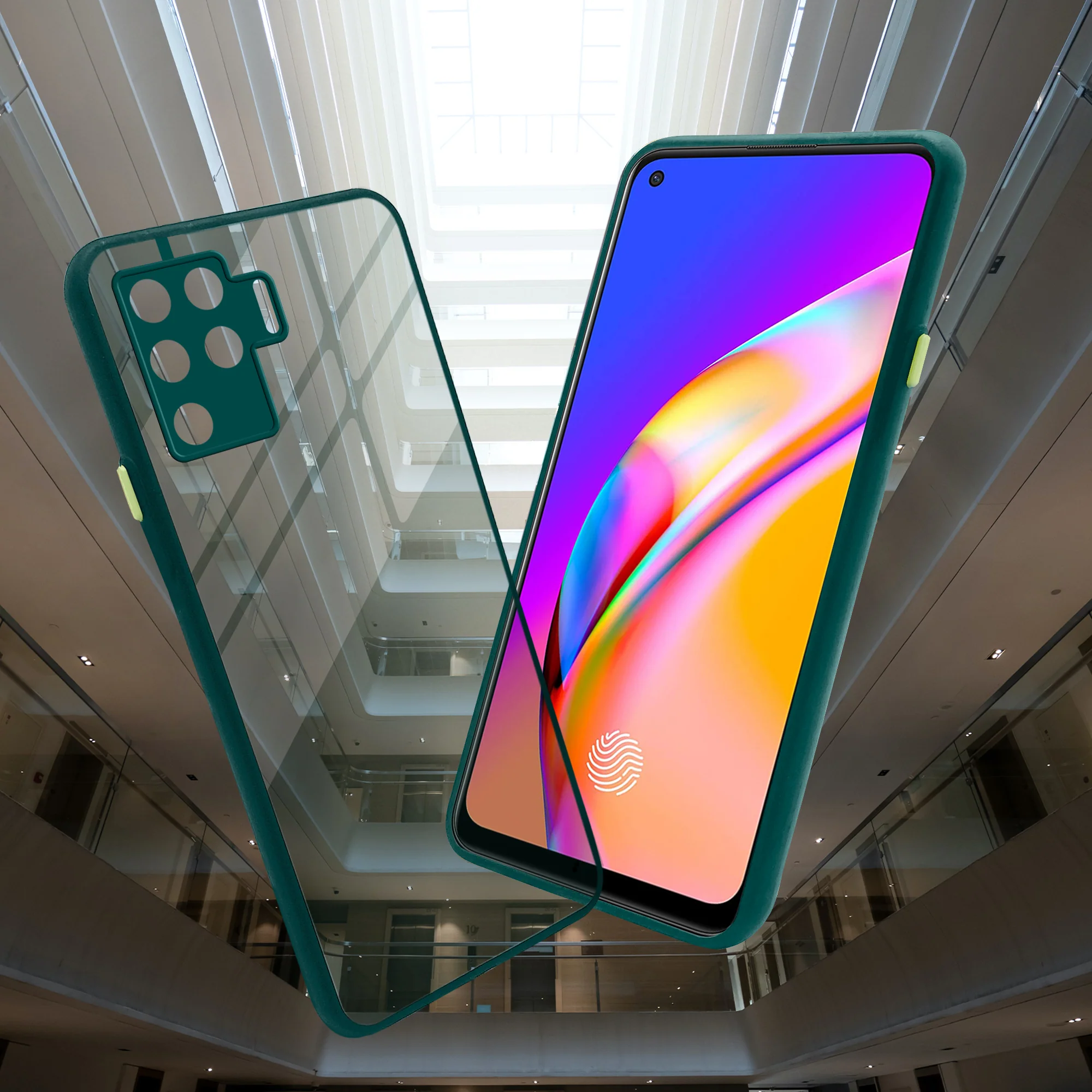 Elegant Smoky Glass Phone Case with Anti-Slip Silicone Edges Back Cover For Oppo F19 Pro 5G - Image 18