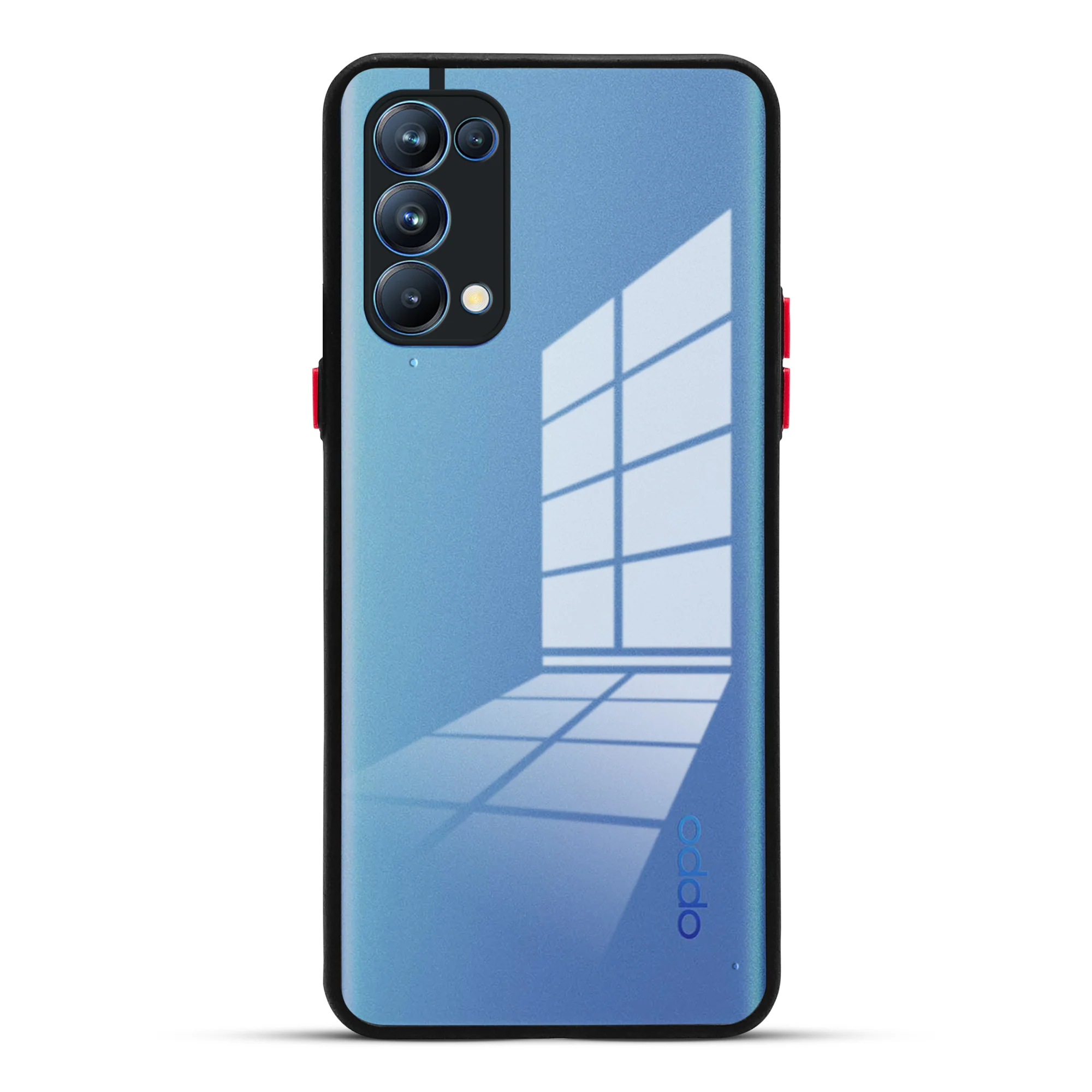 Elegant Smoky Glass Phone Case with Anti-Slip Silicone Edges Back Cover For Oppo Reno 5 Pro