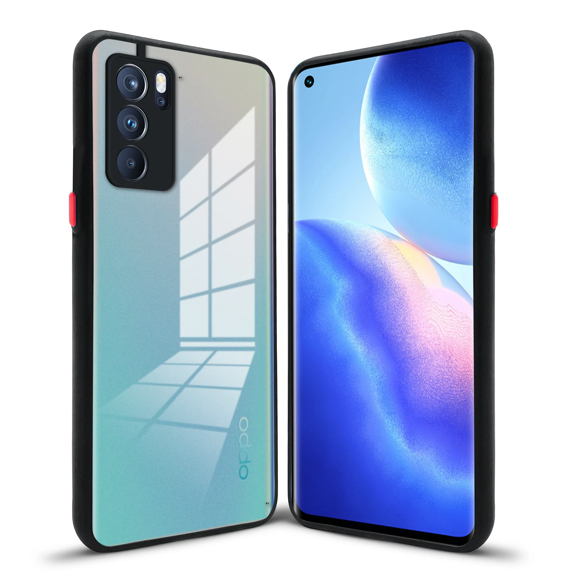 Elegant Smoky Glass Phone Case with Anti-Slip Silicone Edges Back Cover For Oppo Reno 6 Pro 5G - Image 4