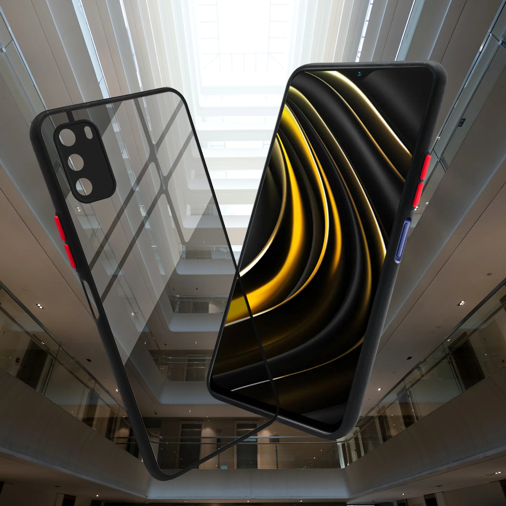 Elegant Smoky Glass Phone Case with Anti-Slip Silicone Edges Back Cover For Poco M3 - Image 6