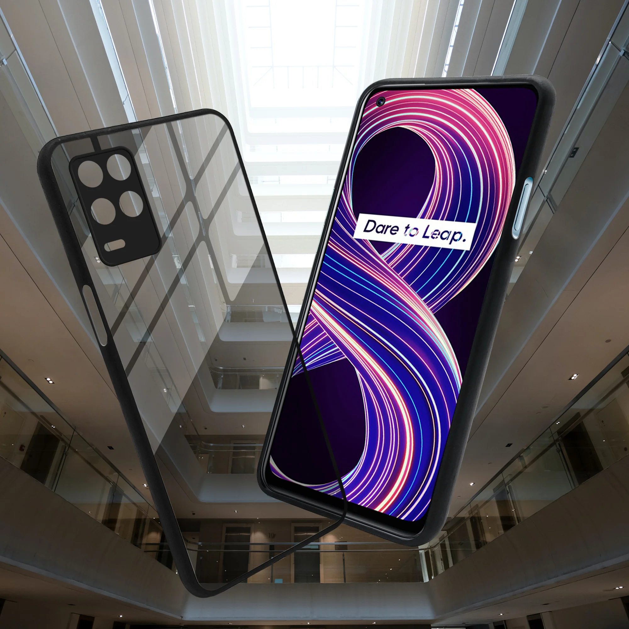Elegant Smoky Glass Phone Case with Anti-Slip Silicone Edges Back Cover For Realme 8 5G - Image 6