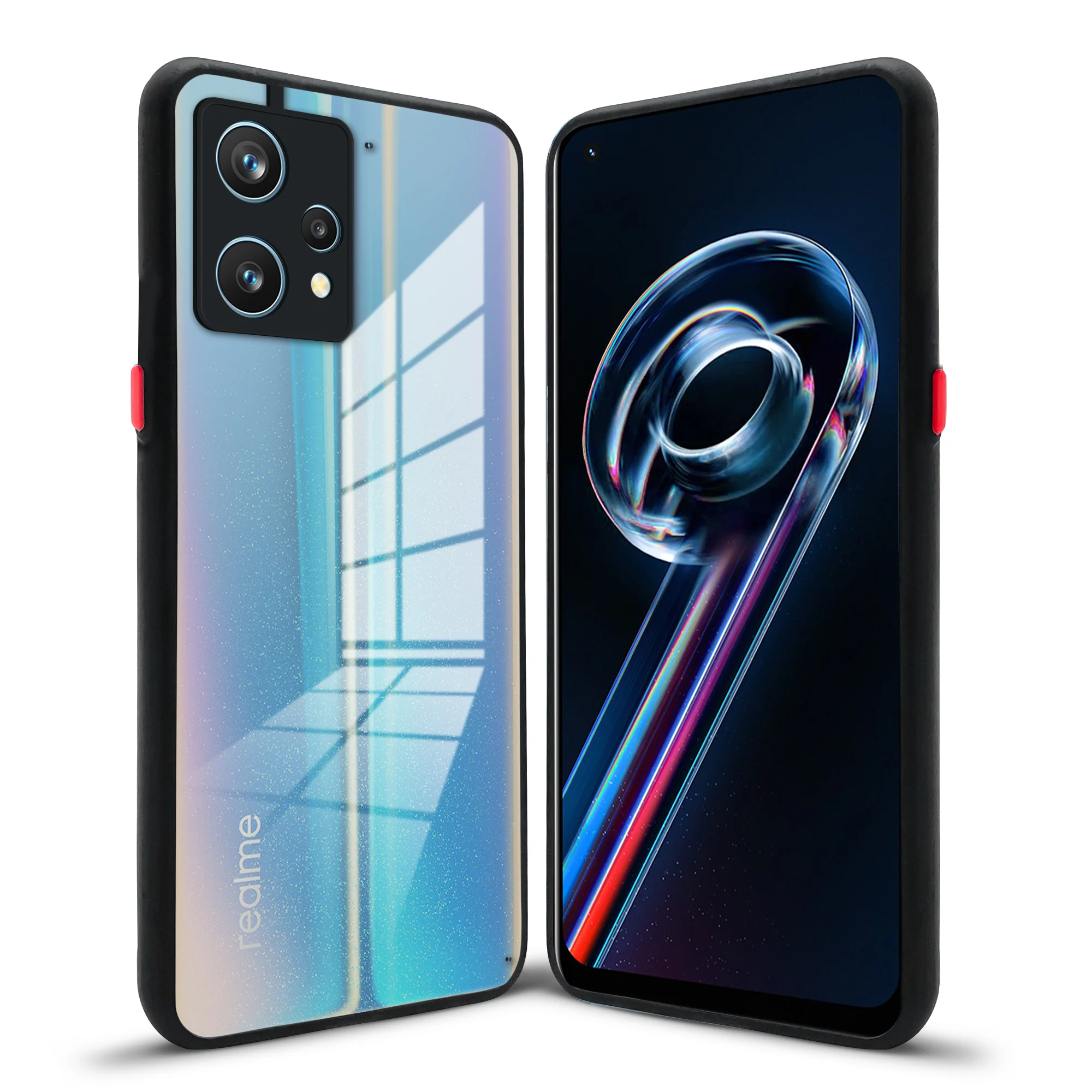 Elegant Smoky Glass Phone Case with Anti-Slip Silicone Edges Back Cover For Realme 9 Pro Plus 5G - Image 4