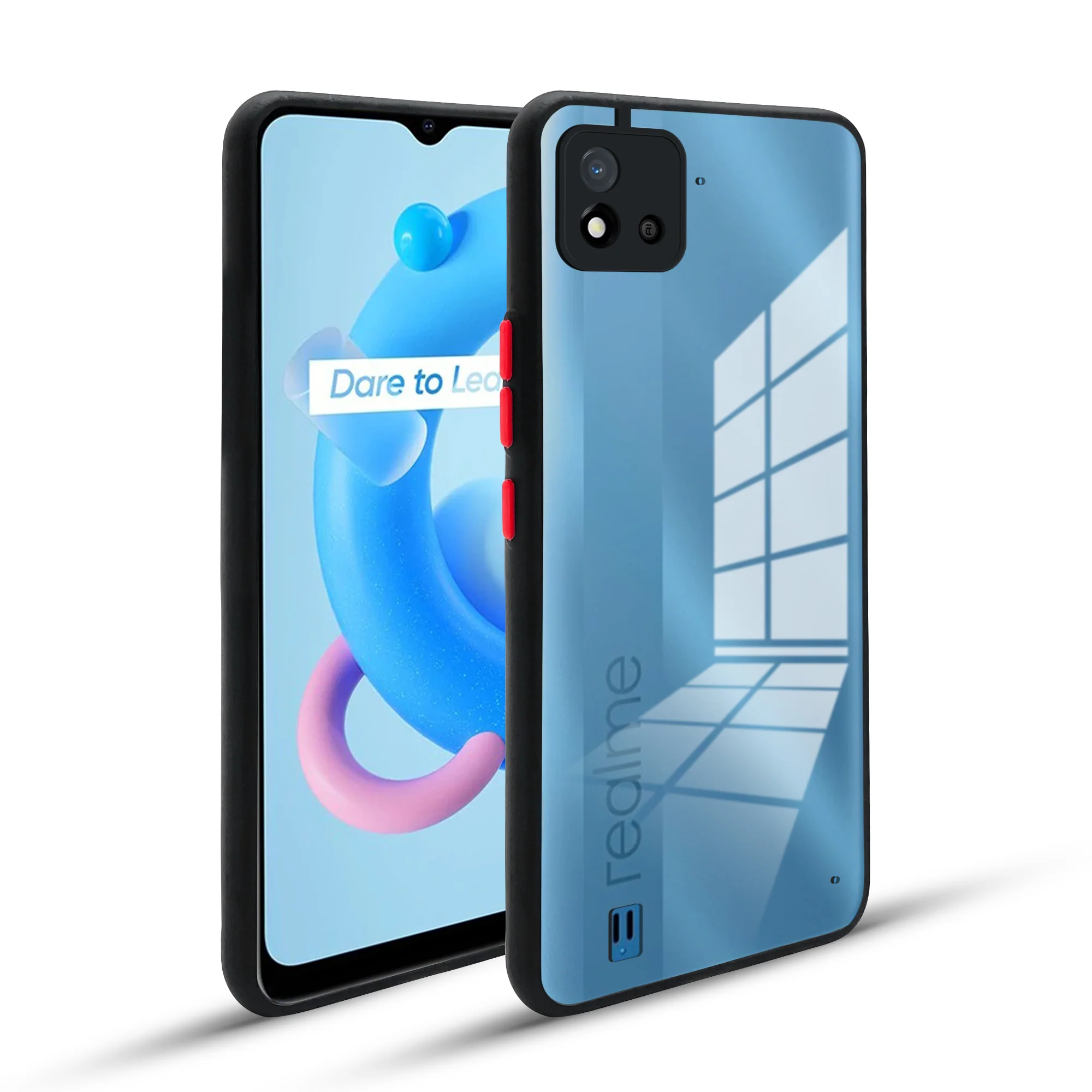 Elegant Smoky Glass Phone Case with Anti-Slip Silicone Edges Back Cover For Realme C20 - Image 5