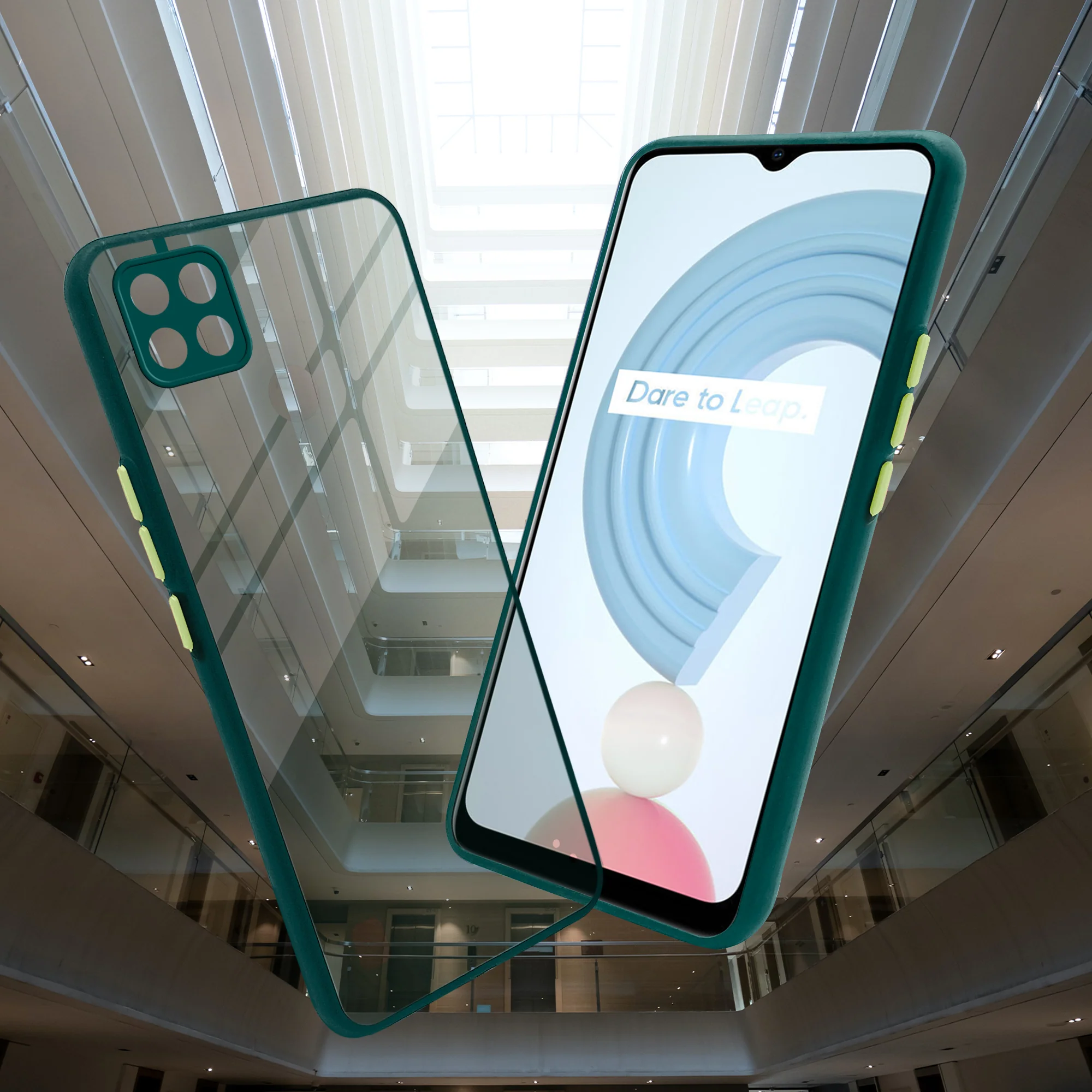 Elegant Smoky Glass Phone Case with Anti-Slip Silicone Edges Back Cover For Realme C21 - Image 18