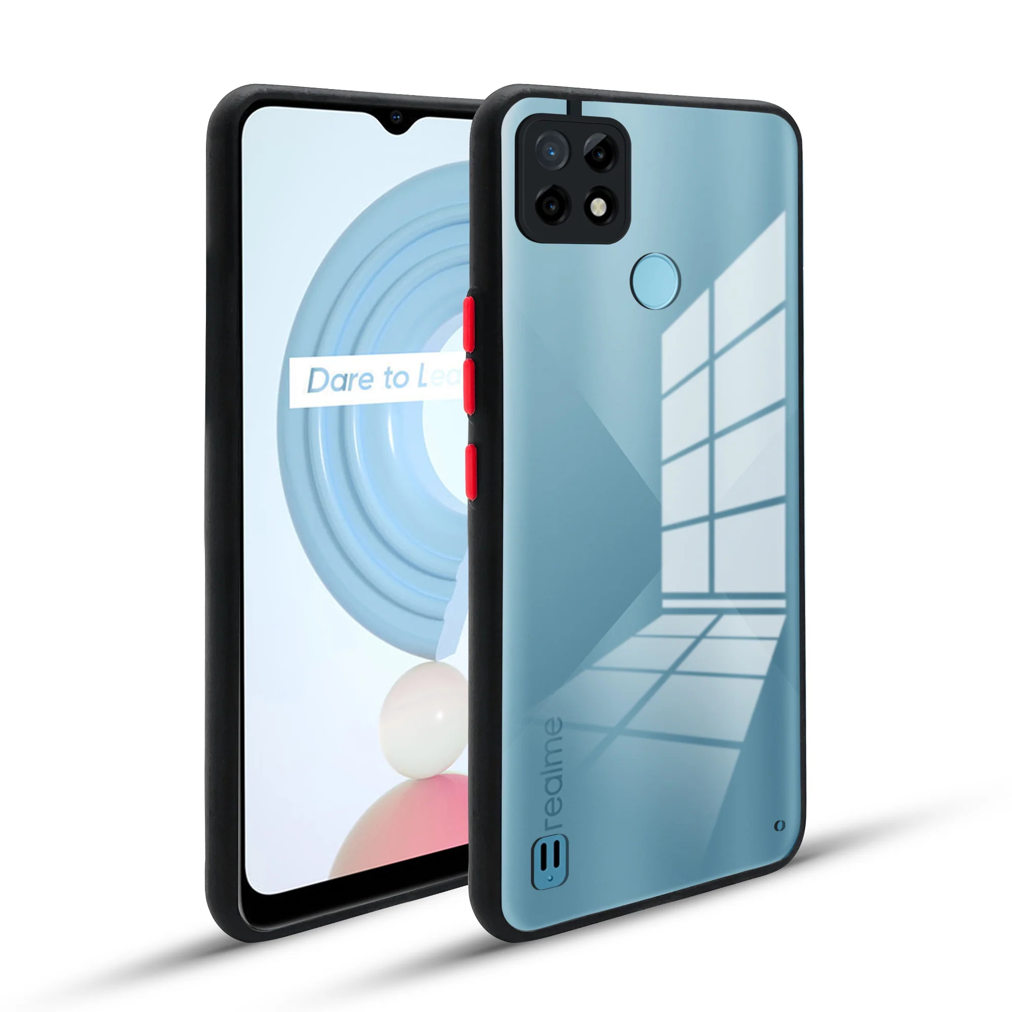 Elegant Smoky Glass Phone Case with Anti-Slip Silicone Edges Back Cover For Realme C21 - Image 5