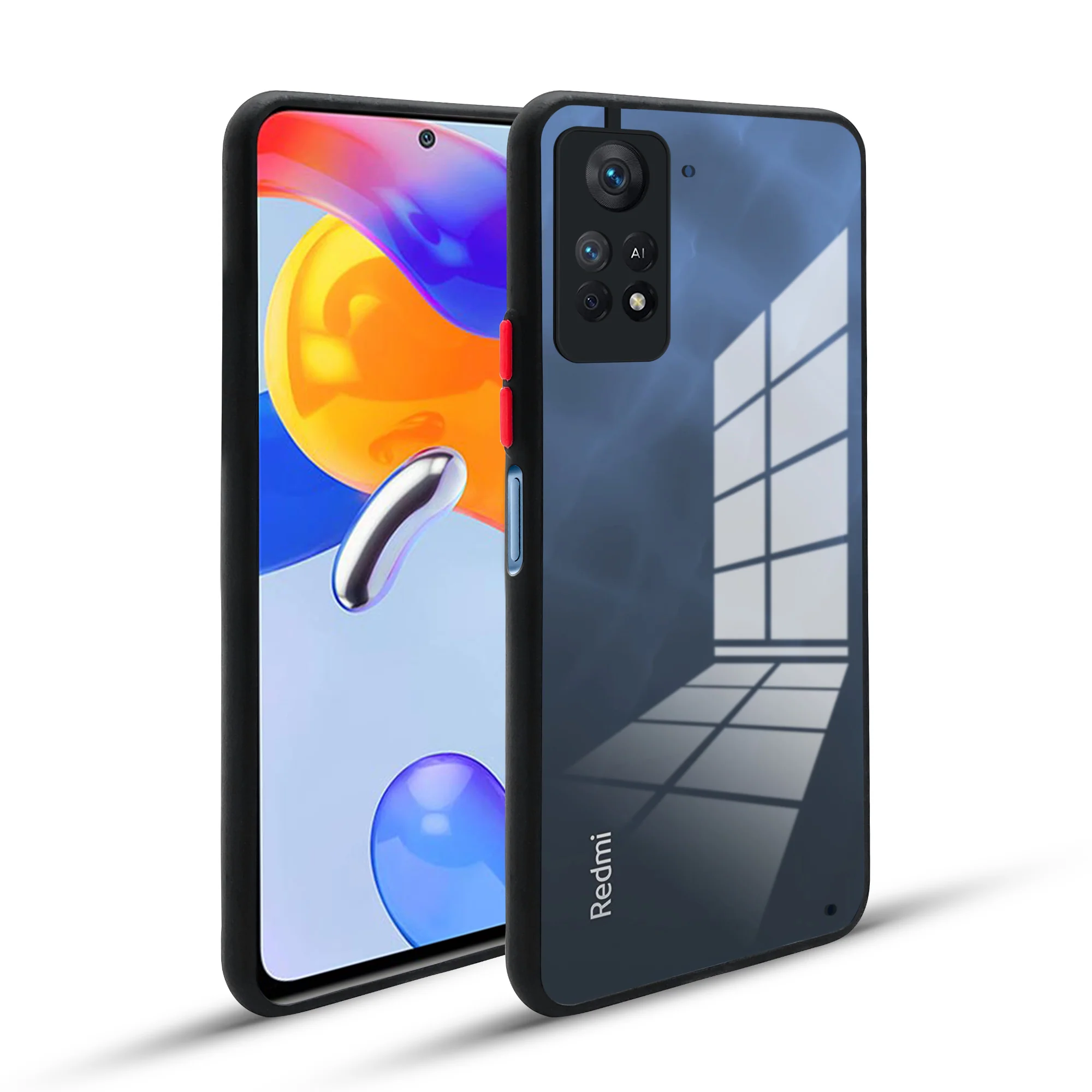 Elegant Smoky Glass Phone Case with Anti-Slip Silicone Edges Back Cover For Redmi Note 11 - Image 5