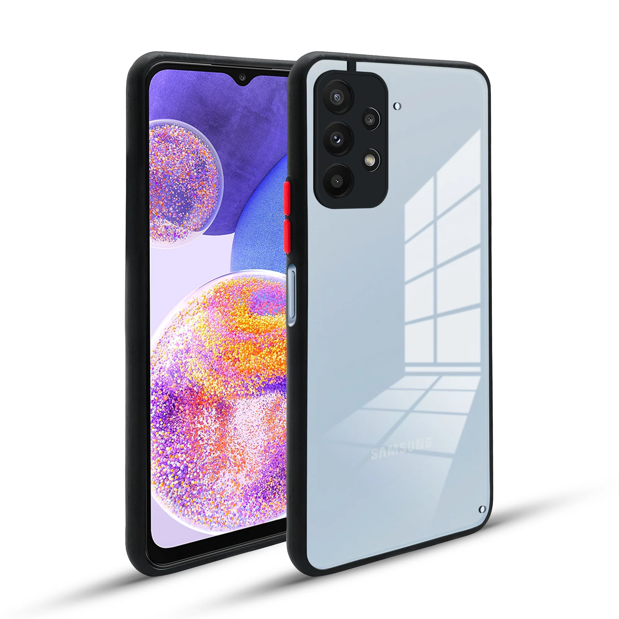 Elegant Smoky Glass Phone Case with Anti-Slip Silicone Edges Back Cover For Samsung A23 4G - Image 5