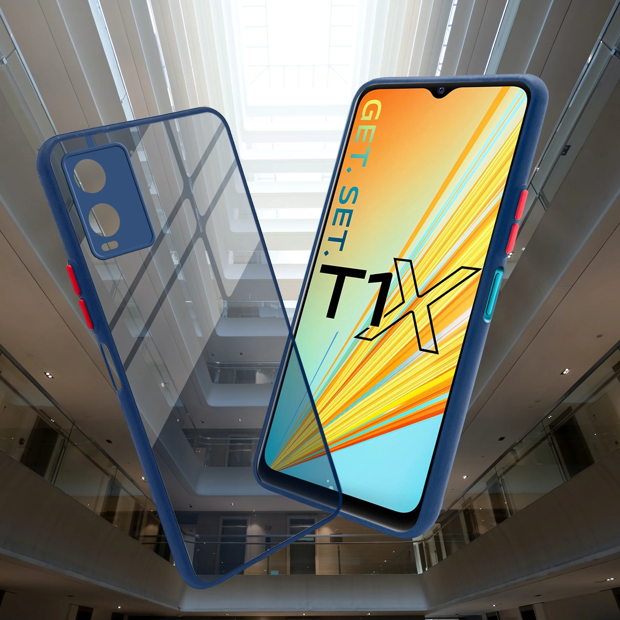 Elegant Smoky Glass Phone Case with Anti-Slip Silicone Edges Back Cover For Vivo T1x 4G - Image 12