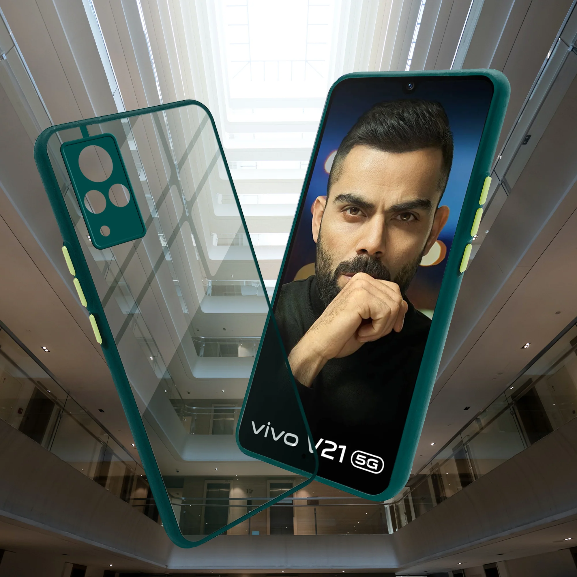 Elegant Smoky Glass Phone Case with Anti-Slip Silicone Edges Back Cover For Vivo V21 5G - Image 12