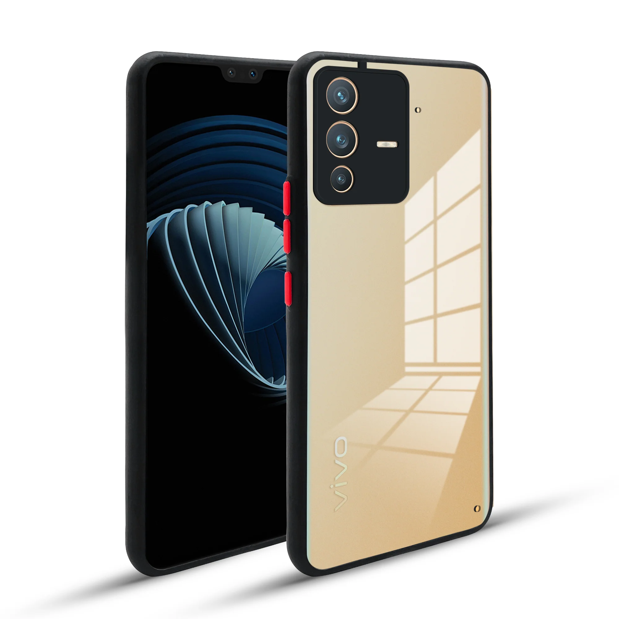 Elegant Smoky Glass Phone Case with Anti-Slip Silicone Edges Back Cover For Vivo V23 Pro 5G - Image 5