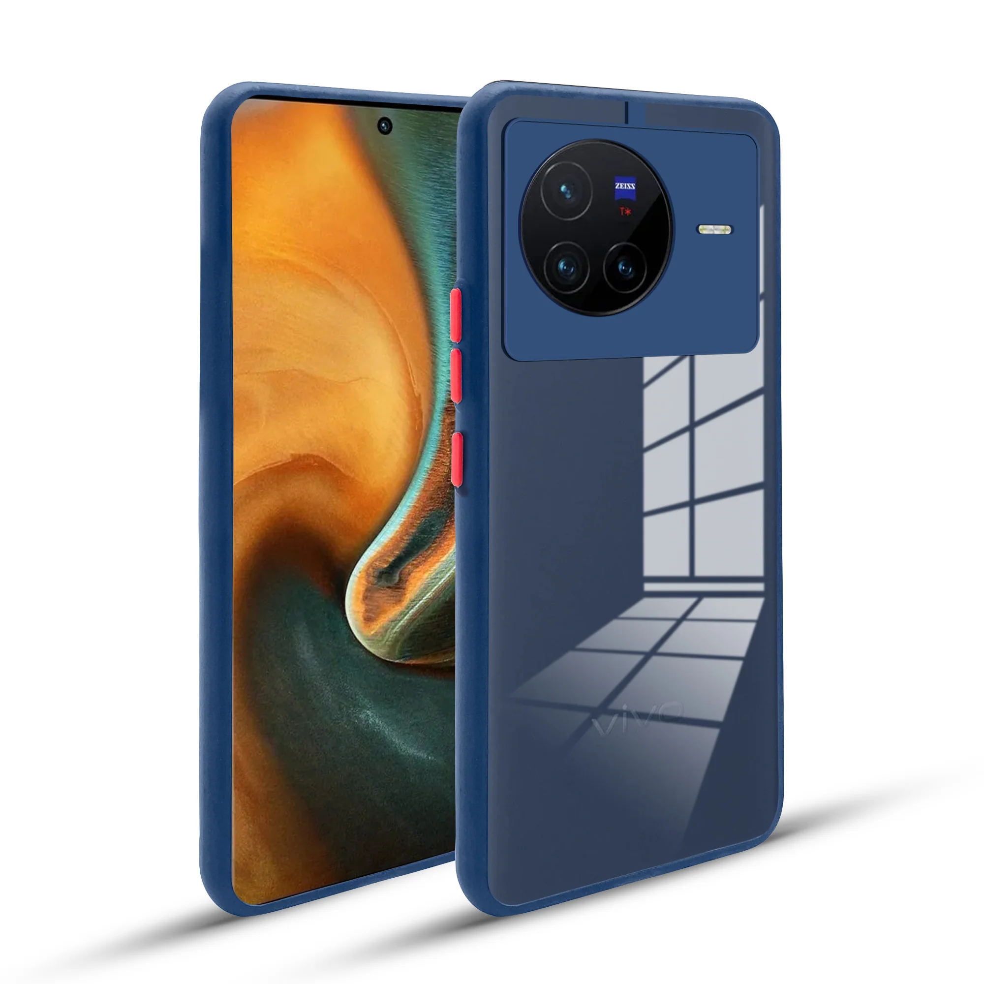 Elegant Smoky Glass Phone Case with Anti-Slip Silicone Edges Back Cover For Vivo X80 5G - Image 11