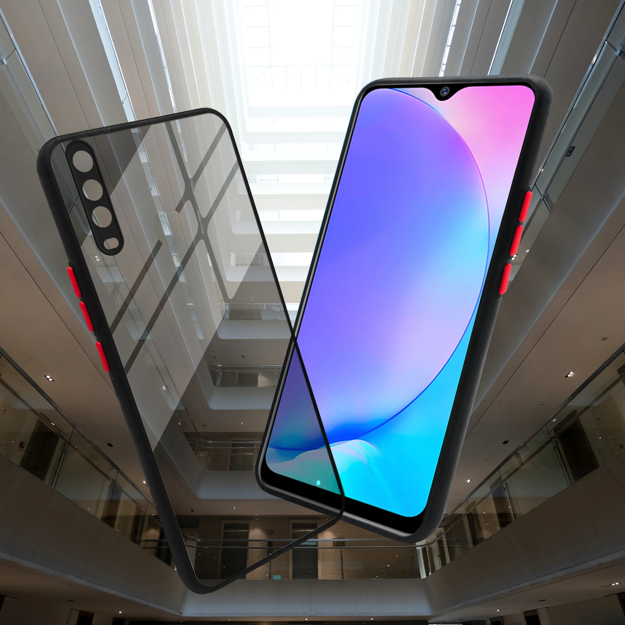 Elegant Smoky Glass Phone Case with Anti-Slip Silicone Edges Back Cover For Vivo Y12 - Image 6