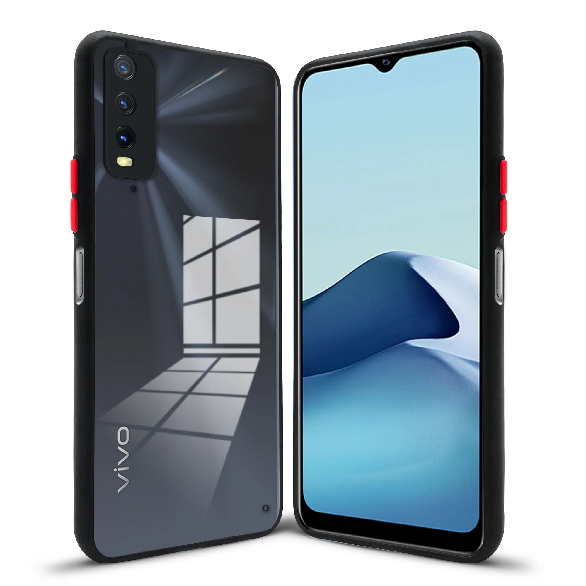 Elegant Smoky Glass Phone Case with Anti-Slip Silicone Edges Back Cover For Vivo Y20 - Image 4