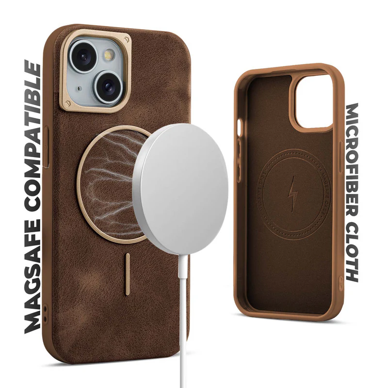Elite PU Leather Wireless Charging Support Case for Apple iPhone 14 - Image 15