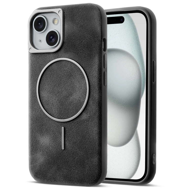 Elite PU Leather Wireless Charging Support Case for Apple iPhone 15
