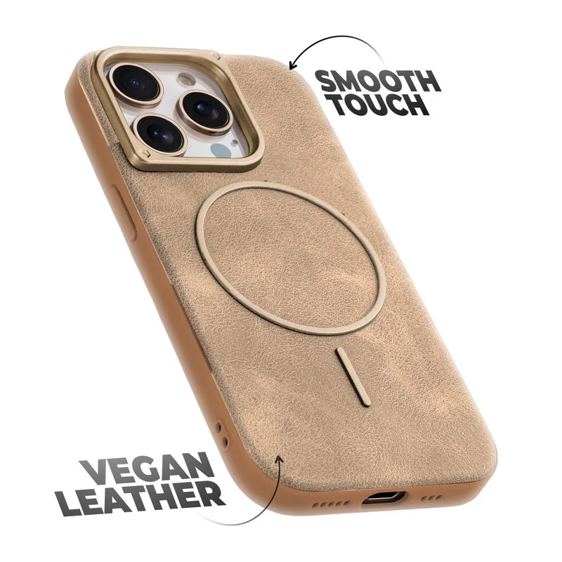 Elite PU Leather Wireless Charging Support Case for Apple iPhone 15 Pro Max - Image 24
