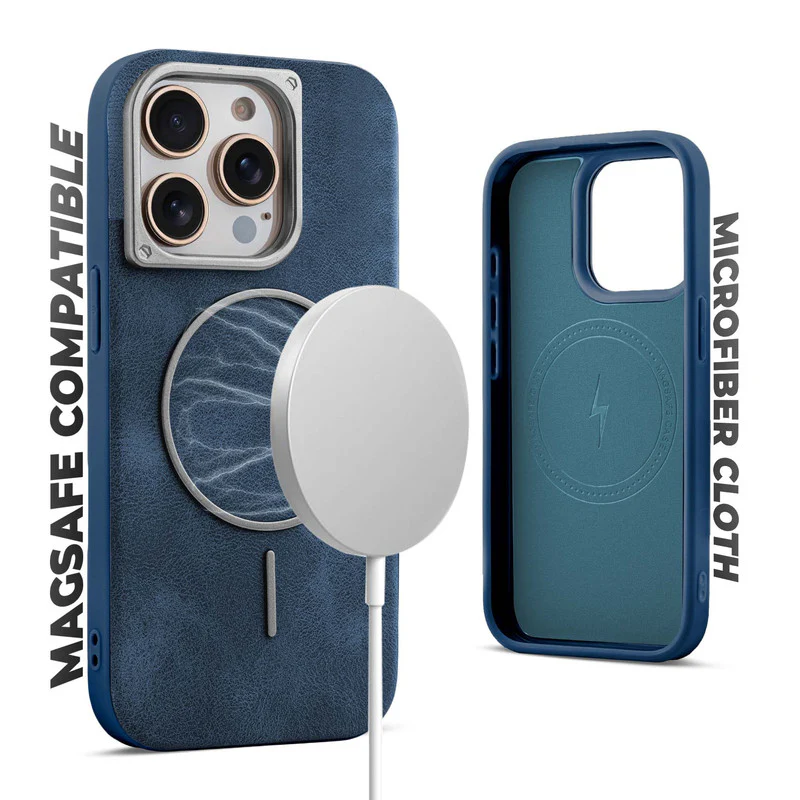 Elite PU Leather Wireless Charging Support Case for Apple iPhone 15 Pro Max - Image 39