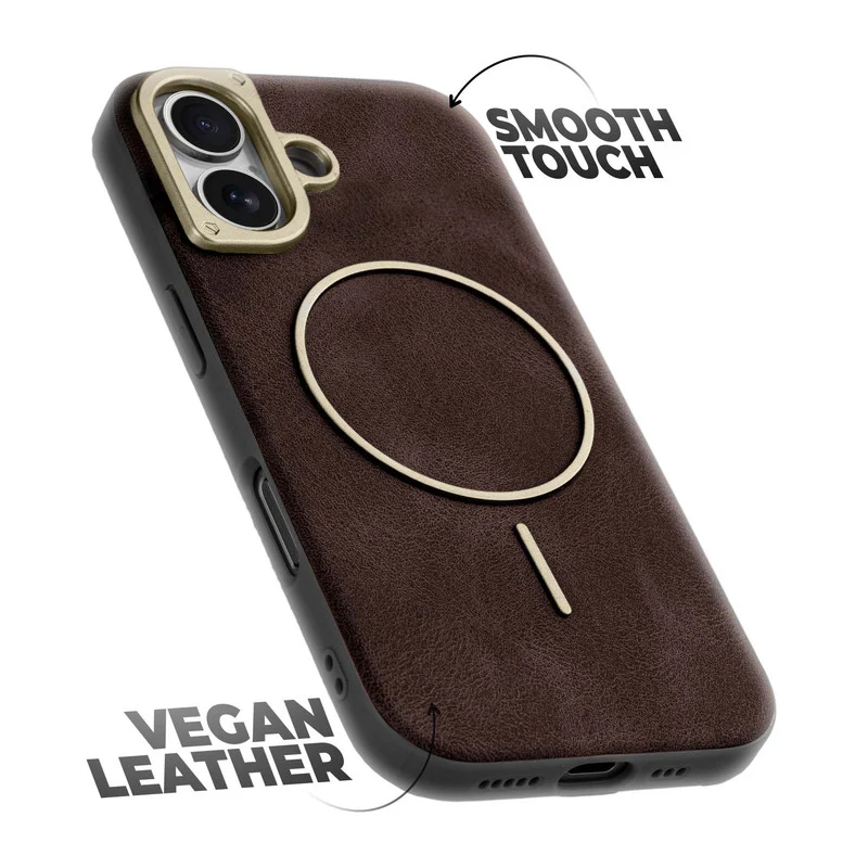 Elite PU Leather Wireless Charging Support Case for Apple iPhone 16 - Image 12
