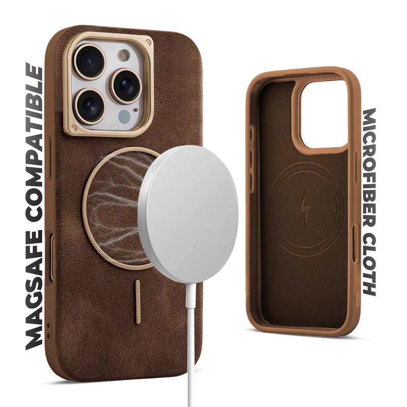 Elite PU Leather Wireless Charging Support Case for Apple iPhone 16 Pro - Image 15
