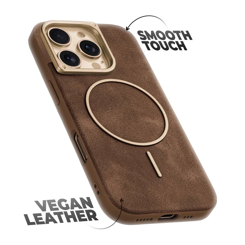 Elite PU Leather Wireless Charging Support Case for Apple iPhone 16 Pro - Image 18