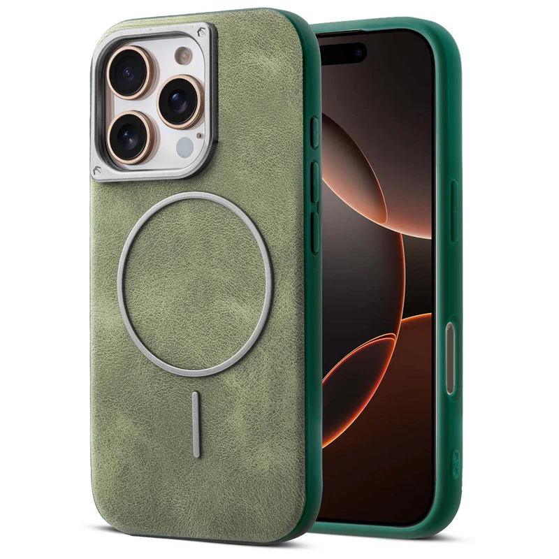 Elite PU Leather Wireless Charging Support Case for Apple iPhone 16 Pro - Image 25