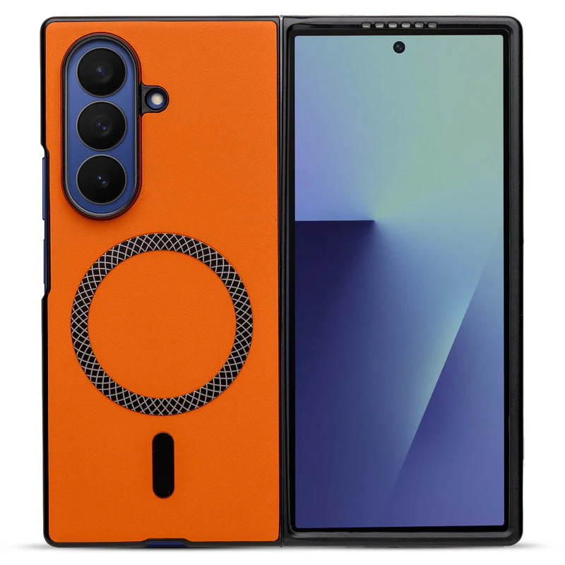 Executive Edition Hard Back Cover for Samsung Z Fold 7 with Magnetic Ring , Faux Leather Finish & Camera Guard - Image 7