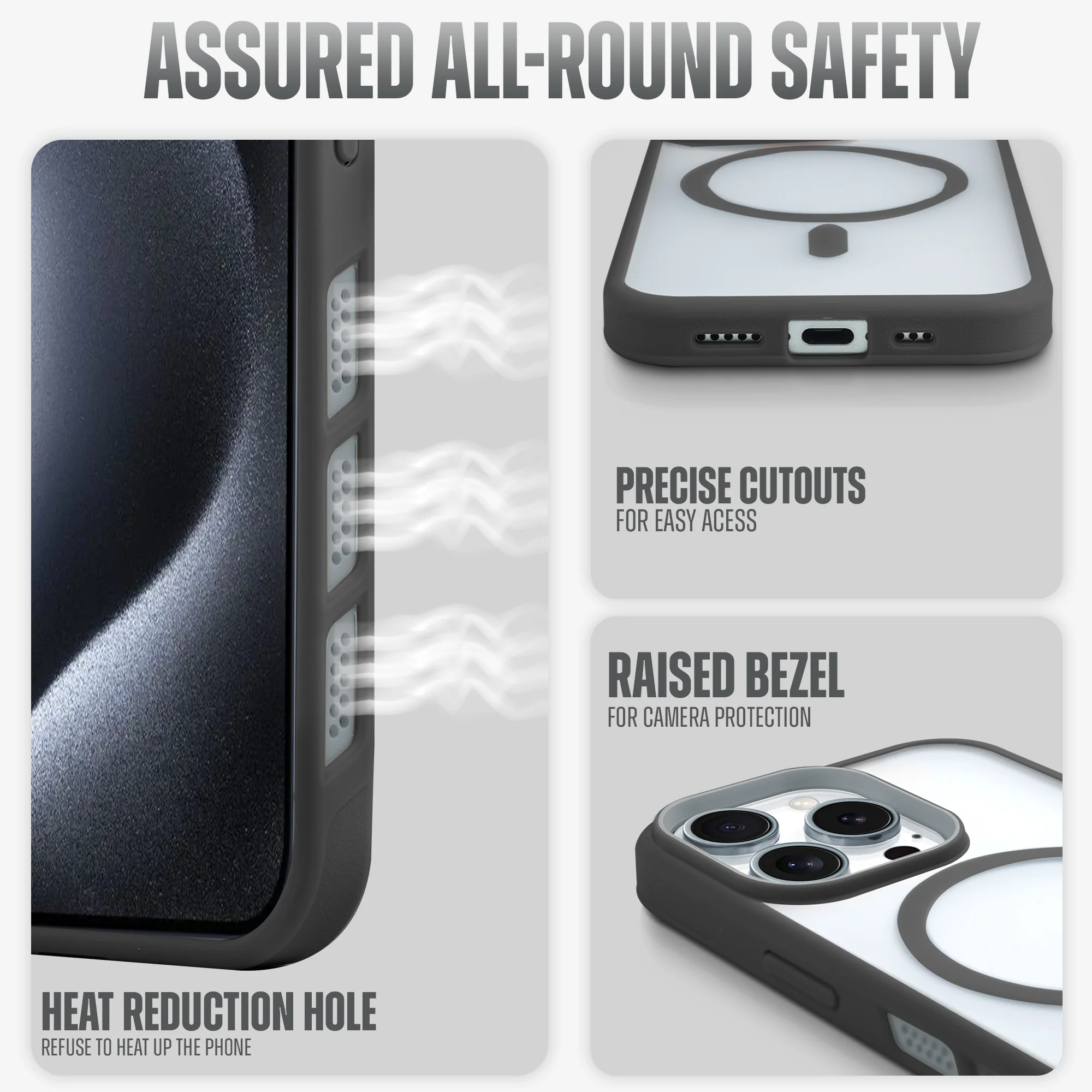Functional and Stylish with Enhanced Heat Management Wireless Charging Support Compatible Back Case For Apple iPhone 15 Pro - Image 3