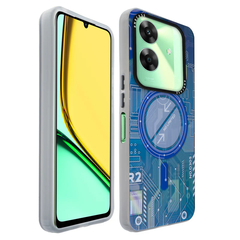 Rainbow Circuit Print Hard Case For Realme C61 - Image 36