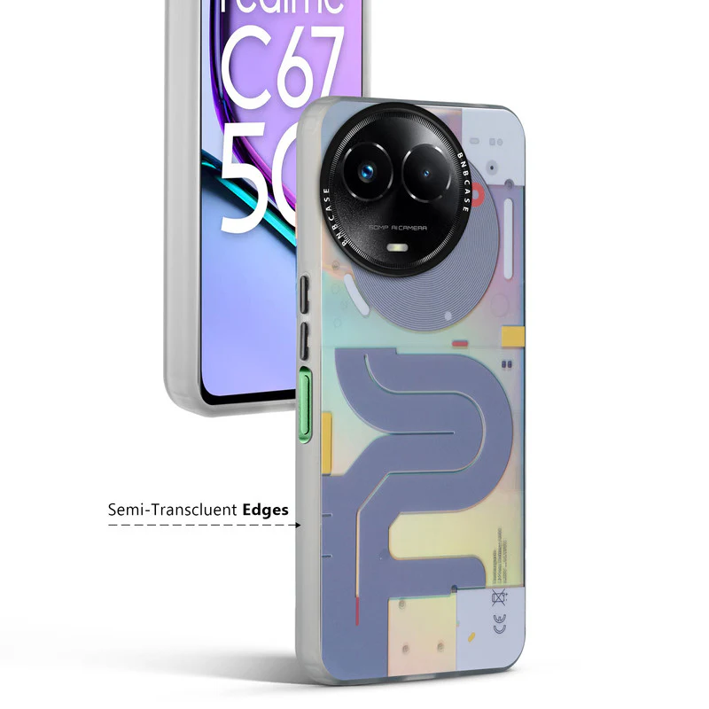 Rainbow Circuit Print Hard Case For Realme C67 5G - Image 46