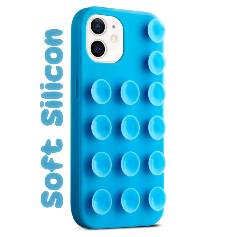 Glossy Colorful Liquid Silicone Comfort Grip Suction Case for Apple iPhone 12 with Soft Touch Matte Finish & Built in Suction Pads - Image 11