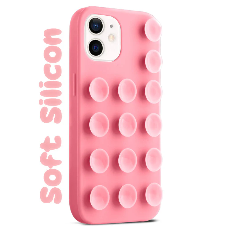 Glossy Colorful Liquid Silicone Comfort Grip Suction Case for Apple iPhone 12 with Soft Touch Matte Finish & Built in Suction Pads - Image 23
