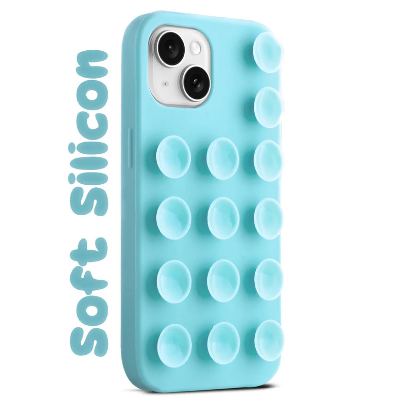 Glossy Colorful Liquid Silicone Comfort Grip Suction Case for Apple iPhone 14 Plus with Soft Touch Matte Finish & Built in Suction Pads - Image 35