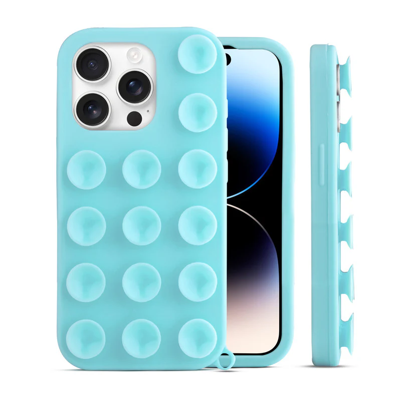 Glossy Colorful Liquid Silicone Comfort Grip Suction Case for Apple iPhone 14 Pro with Soft Touch Matte Finish & Built in Suction Pads - Image 31